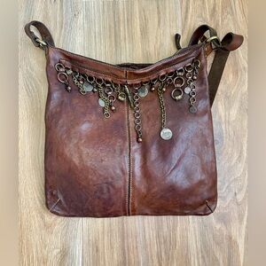 Campomaggie Italian leather, one of a kind, charmed shoulder bag